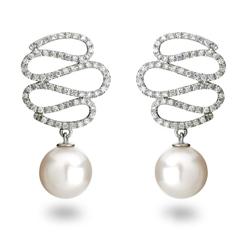 עגיל פנינה נחש משובץ