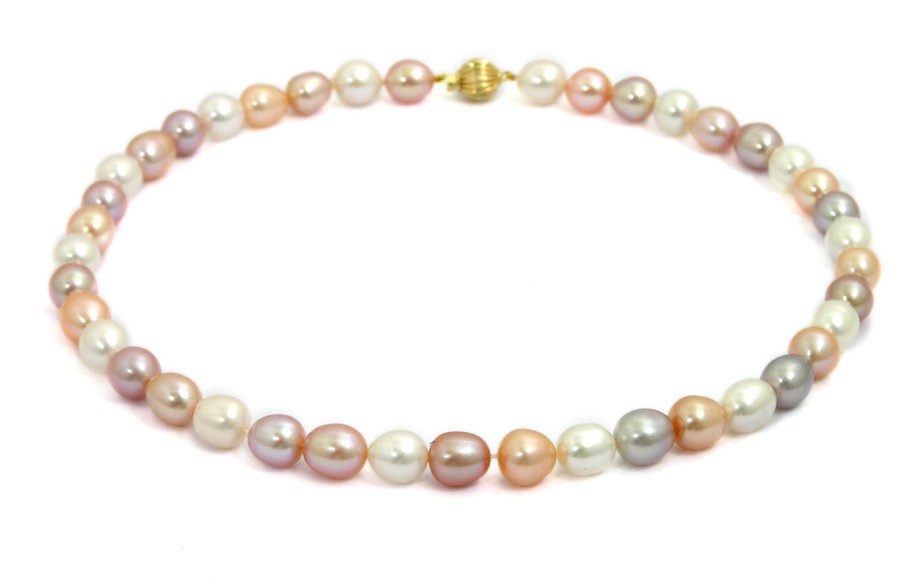 מחרוזת פנינים אובליות צבעונית 