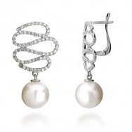 עגיל פנינה נחש משובץ