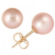 עגילי פנינה ורודים צמודים