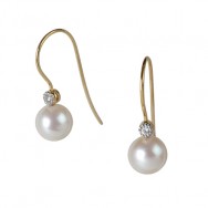 עגיל פנינה קל משובץ יהלום