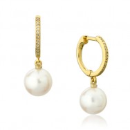 עגילי פנינה קלאסיים משובצים