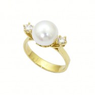 טבעת פנינה ויהלומים