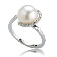 טבעת פנינה אלכסון משובצת יהלומים  RFK1041DI-10