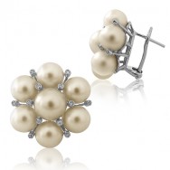 עגיל פנינה פרחוני